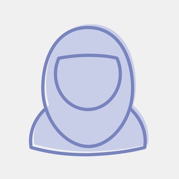 Icon moslem woman. Islamic elements of Ramadhan, Eid Al Fitr, Eid Al Adha. Icons in two tone style. Good for prints, posters, logo, decoration, greeting card, etc. vector