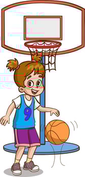 Vector Illustration Of Kid Playing Basketball