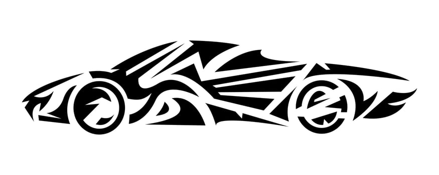 car side view. tribal tattoos design. concept of vehicle, transportation, sport, race, street. suitable for print, sticker, and others. vector illustration.