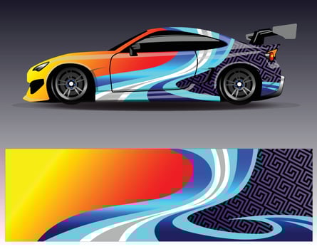 Car wrap design vector. Graphic abstract stripe racing background kit designs for wrap vehicle  race car  rally  adventure and livery vector