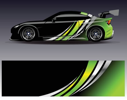 Car wrap design vector. Graphic abstract stripe racing background kit designs for wrap vehicle  race car  rally  adventure and livery vector
