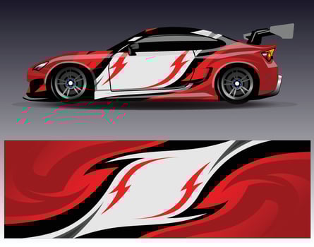 Car wrap design vector. Graphic abstract stripe racing background kit designs for wrap vehicle  race car  rally  adventure and livery vector