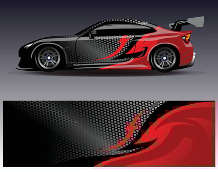 Car wrap design vector. Graphic abstract stripe racing background kit designs for wrap vehicle  race car  rally  adventure and livery vector