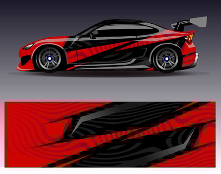 Car wrap design vector. Graphic abstract stripe racing background kit designs for wrap vehicle  race car  rally  adventure and livery vector