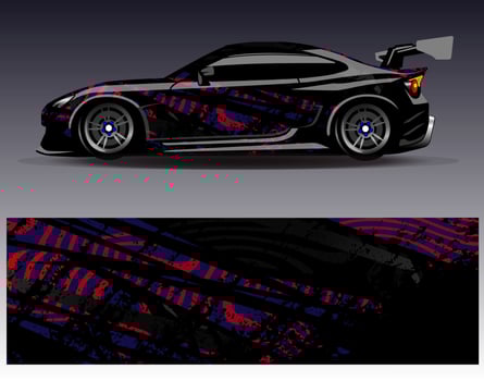 Car wrap design vector. Graphic abstract stripe racing background kit designs for wrap vehicle  race car  rally  adventure and livery vector