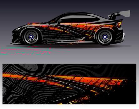 Car wrap design vector. Graphic abstract stripe racing background kit designs for wrap vehicle  race car  rally  adventure and livery vector