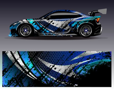 Car wrap design vector. Graphic abstract stripe racing background kit designs for wrap vehicle  race car  rally  adventure and livery vector