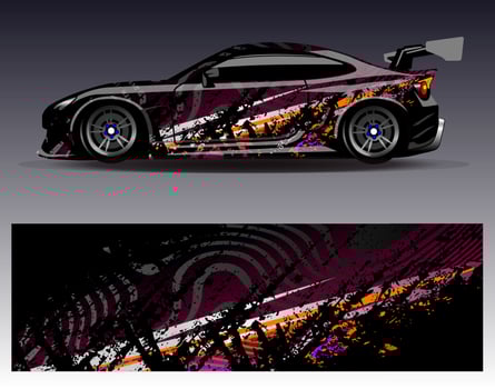 Car wrap design vector. Graphic abstract stripe racing background kit designs for wrap vehicle  race car  rally  adventure and livery vector