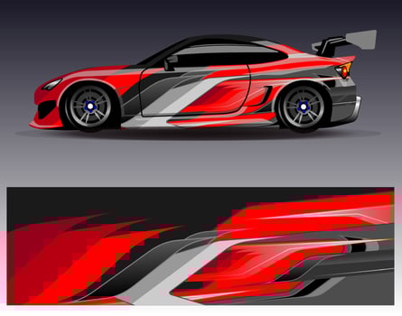 Car wrap design vector. Graphic abstract stripe racing background kit designs for wrap vehicle  race car  rally  adventure and livery vector