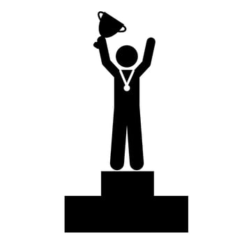 Winners with trophy cup icon. Simple illustration of Winners with trophy cup vector icon for web