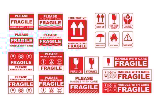 Fragile sticker vector design