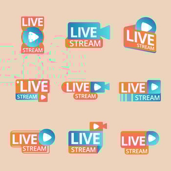 Live Streaming Badges Collection vector