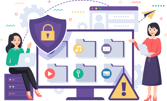 Digital data protection design illustration. Cyber security illustration background. Cloud computing network safety concept png