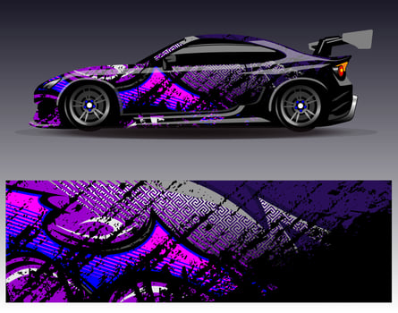Car wrap design vector. Graphic abstract stripe racing background kit designs for wrap vehicle  race car  rally  adventure and livery vector