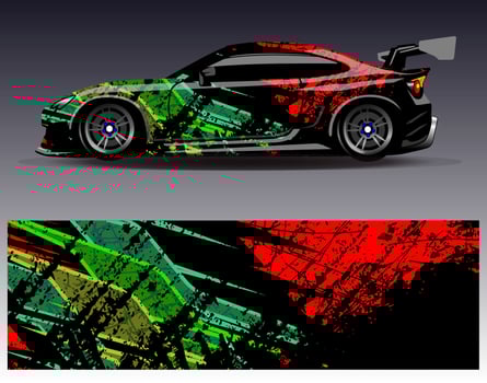 Car wrap design vector. Graphic abstract stripe racing background kit designs for wrap vehicle  race car  rally  adventure and livery vector