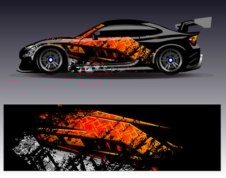 Car wrap design vector. Graphic abstract stripe racing background kit designs for wrap vehicle  race car  rally  adventure and livery vector
