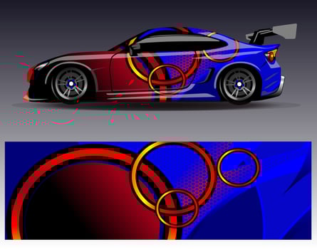 Car wrap design vector. Graphic abstract stripe racing background kit designs for wrap vehicle  race car  rally  adventure and livery vector