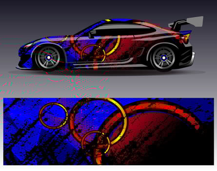 Car wrap design vector. Graphic abstract stripe racing background kit designs for wrap vehicle  race car  rally  adventure and livery vector