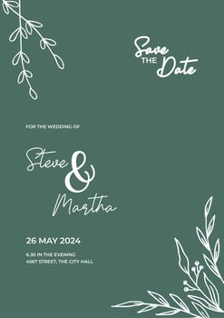 Floral wedding invitation template with organic hand drawn leaves and flowers decoration vector