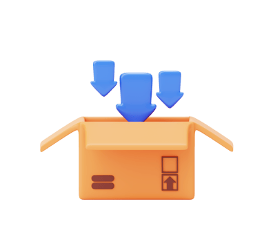 Open cardboard box with arrows import delivery shipping icon sign or symbol 3d background illustration png
