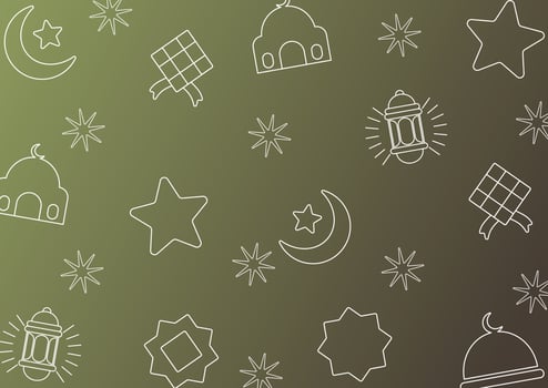 Abstract shape of icon pattern of moon, star, mosque, cloud, lantern, islamic theme geometric design. for gift wrapping and beautiful textiles vector