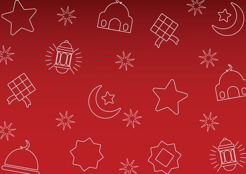 Abstract shape of icon pattern of moon, star, mosque, cloud, lantern, islamic theme geometric design. for gift wrapping and beautiful textiles vector