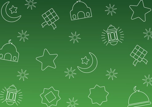 Abstract shape of icon pattern of moon, star, mosque, cloud, lantern, islamic theme geometric design. for gift wrapping and beautiful textiles vector