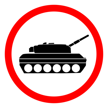 Stop the WAR. Tank in red circle. Anti-war signs. PNG Illustration.