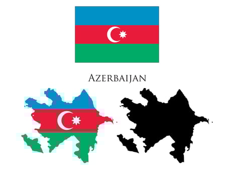 azerbaijan Flag and map illustration vector