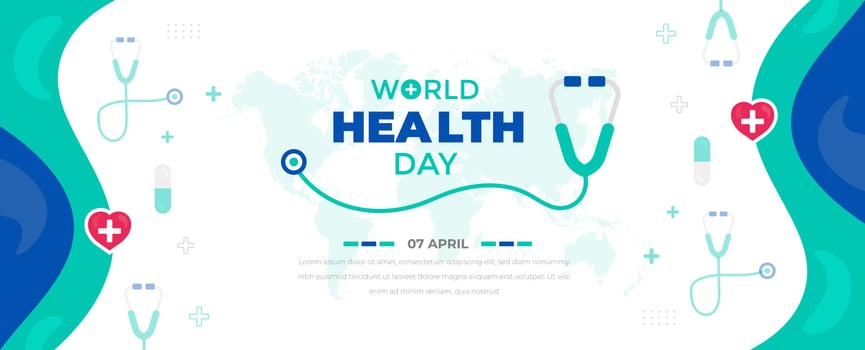 World Health Day background design template. World Health Day is a global health awareness day celebrated every year on 7th April. World Health Day banner design template. vector