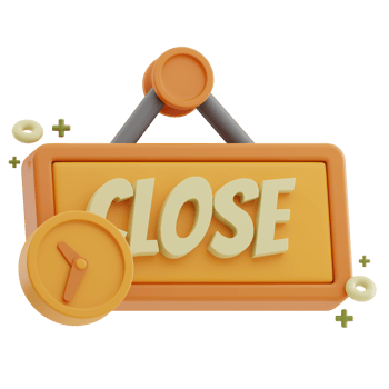 Close Hours grocery 3D illustration png