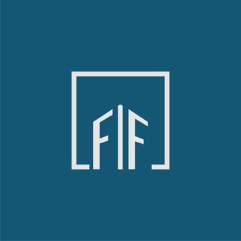 FF initial monogram logo real estate in rectangle style design vector