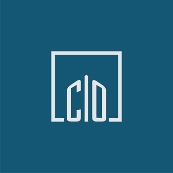 CO initial monogram logo real estate in rectangle style design vector