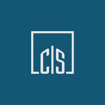 CS initial monogram logo real estate in rectangle style design vector