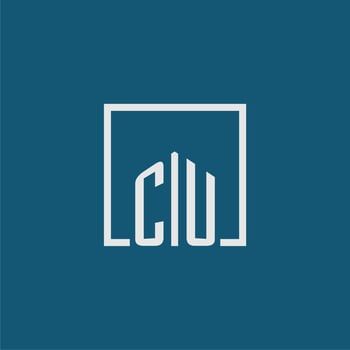 CU initial monogram logo real estate in rectangle style design vector