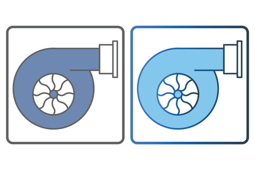 Car turbine icon illustration. icon related to car service, car repair. Two tone icon style, lineal color. Simple vector design editable