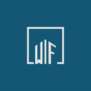 WF initial monogram logo real estate in rectangle style design vector