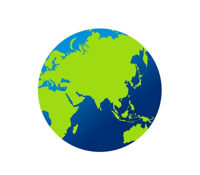 Earth globe with green and blue color vector illustration. world globe. World map in globe shape. Earth globes Flat style.