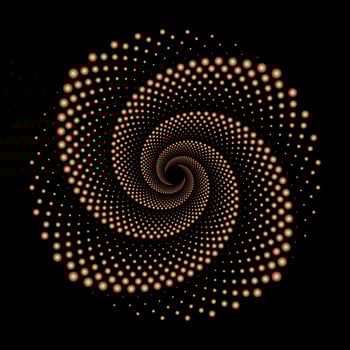 Golden dotted spiral vortex circle vector illustration