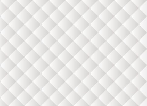White padded quilt square with beads seamless pattern. Upholstery leather texture vector background.