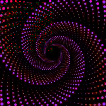 Pink and red 3d wavy dotted spiral vortex vector background