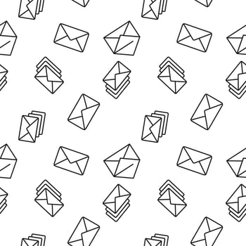 Seamless vector repeating pattern of envelope is made of line icons for polygraphy and websites