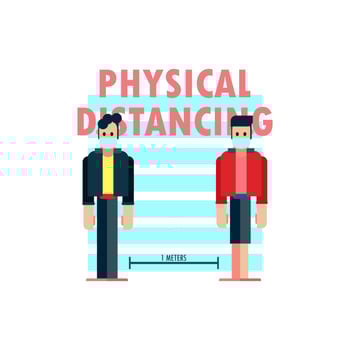 physical distancing 1 meter cartoon illustration vector
