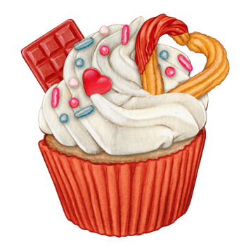 watercolor hand drawn cupcake png