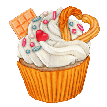 watercolor hand drawn cupcake png