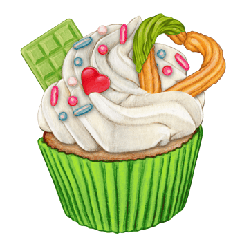 watercolor hand drawn cupcake png