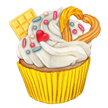 watercolor hand drawn cupcake png