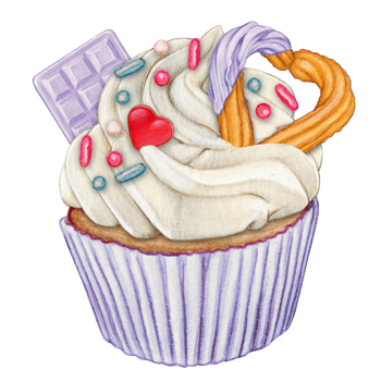 watercolor hand drawn cupcake png