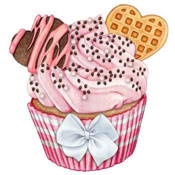 watercolor hand drawn cupcake png