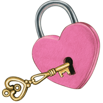 Watercolor hand drawn heart shaped lock png